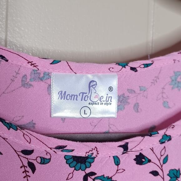 Mom To Be.In Expect In Style Pink Floral Dress Size L - Picture 2 of 6